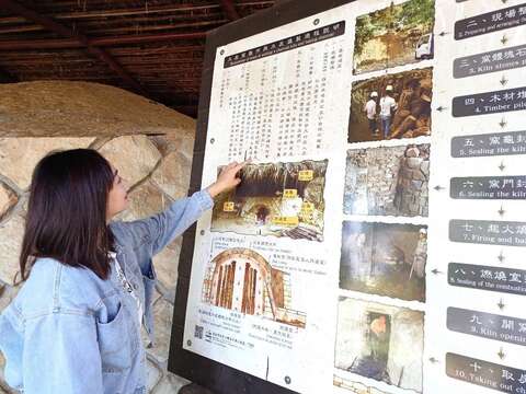 相思炭窯原理及製作過程解說牌(圖片來源：臺北市政府工務局大地工程處)