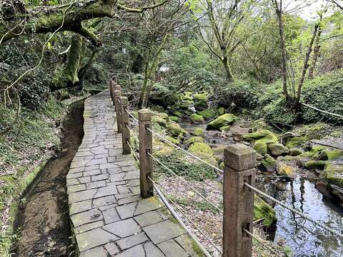 步道沿途穿越溪岸、林蔭(圖片來源：臺北市政府工務局大地工程處)