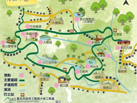 白石湖社區漫遊地圖(圖片來源：臺北市政府工務局大地工程處)