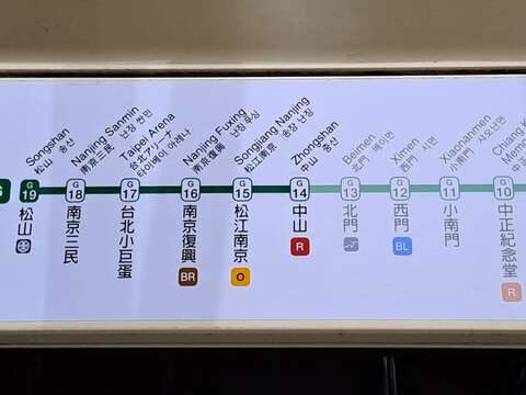 車站月台門上方路網圖(圖片來源：臺北大眾捷運股份有限公司)