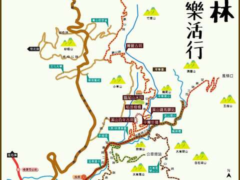 單車路徑行經溪山、平等、菁山社區地圖(圖片來源:臺北市政府工務局大地工程處)