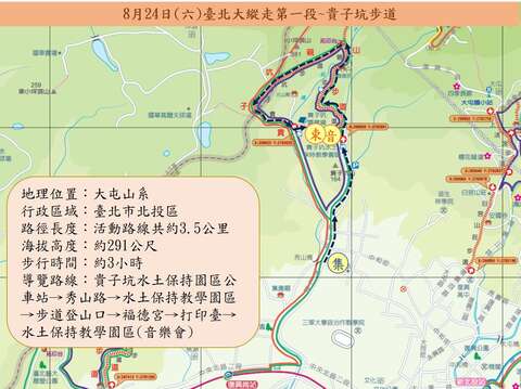 貴子坑步道導覽活動路線地圖(圖片來源：臺北市政府工務局大地工程處)