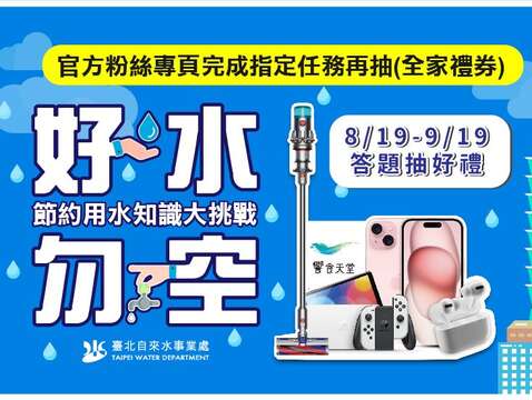 好水勿空 節約用水知識大挑戰 活動海報(圖片來源：臺北自來水事業處)