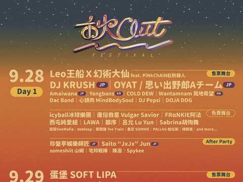 2024秋OUT音樂節將於9月28日、29日在公館商圈、台北自來水園區、公館水岸廣場、古亭河濱公園等場域擴大登場，全陣容一次公布(圖片來源：臺北自來水事業處)