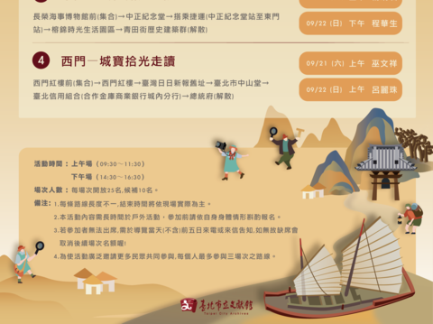 假日系列導覽路線表1(圖片來源：臺北市立文獻館)