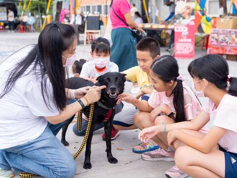 「小小動物觀察家」互動體驗活動，讓孩子與犬隻近距離接觸。(圖片來源：臺北市動物保護處)