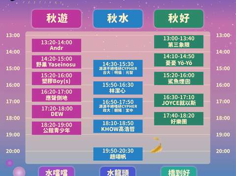 秋 OUT 免費舞台9月29日(圖片來源：臺北市政府工務局水利工程處)