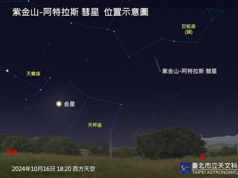 2024年10月16日紫金山-阿特拉斯彗星(圖片來源：臺北市立天文科學教育館)