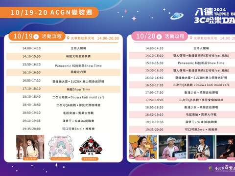 ACGN變裝週舞台活動流程(圖片來源：臺北市商業處)