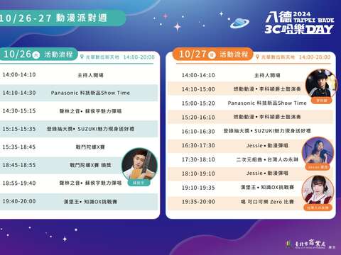 動漫派對週舞台活動流程(圖片來源：臺北市商業處)