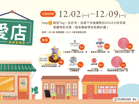 參加「我的愛店」活動就有機會獲得萬麗酒店千元折價卷等好禮(圖片來源:臺北市政府工務局公園路燈工程管理處)