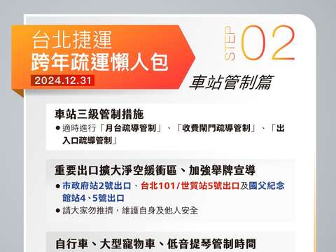 臺北捷運跨年疏運懶人包2：車站管制篇(圖片來源：臺北大眾捷運股份有限公司)