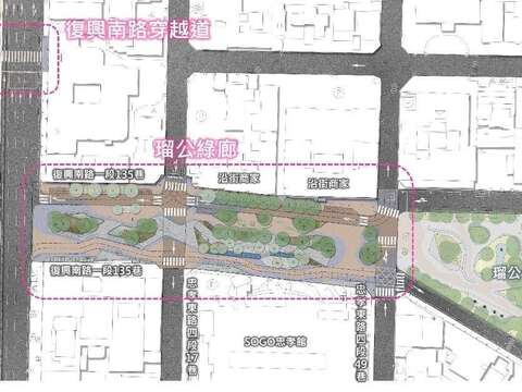 瑠公綠廊位置圖(圖片來源：臺北市政府工務局新建工程處)
