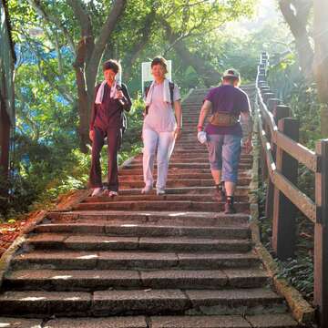 漫步於綠蔭環繞的象山親山步道,暑氣全消。(施純泰攝)