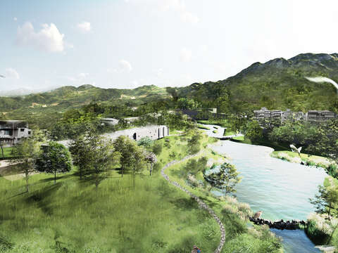 模擬示意圖-坡地植栽與開放水域段
