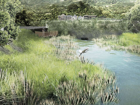 模擬示意圖-濕地植物區與環境教育平台