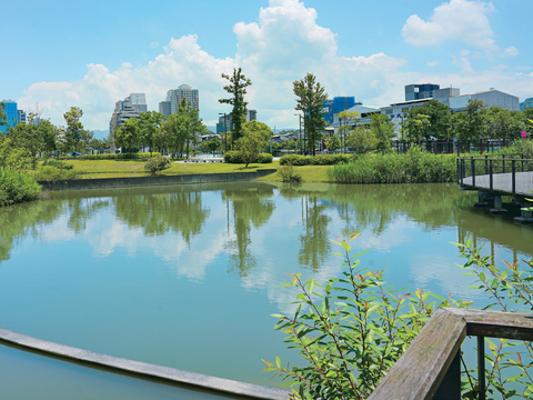 P20-23 漫遊-4-新新公園是民眾親近水畔綠意的好去處。