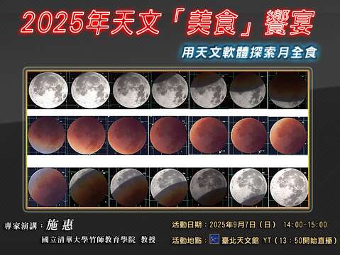 ▲ 【專家演講】2025年天文「美食」饗宴-用天文軟體探索月全食(圖片來源:臺北市立天文科學教育館)