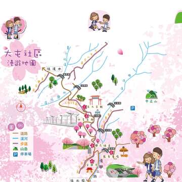 臺北市北投區大屯里復興三路賞櫻路線圖