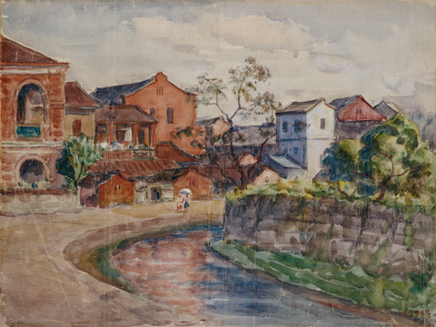 5.倪蔣懷的《裏通》描繪了1920年代末期大稻埕港仔溝的風光。-RGB
