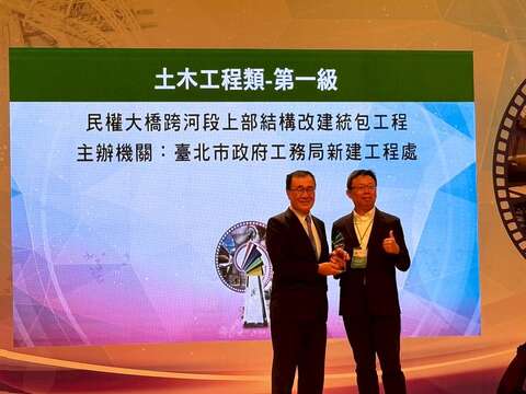 Great News! New Construction Office’s 8 Projects Recognized by Taipei City Government’s Distinguished Public Construction Award
