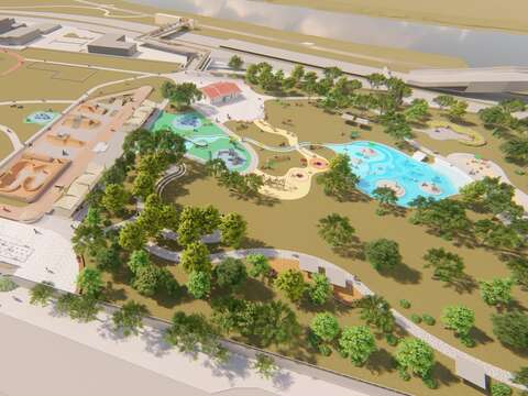 內湖休閒運動公園於114年10月3日重新對外開放,設有極限運動場、共融式遊具、戲水池、沙坑及體健設施等多元空間(圖片來源：臺北市政府工務局衛生下水道工程處)