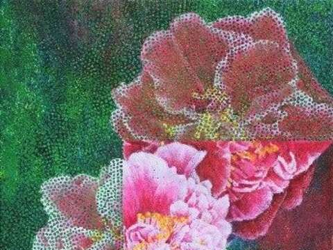 台灣3E美術會以「茶花」為創作主題（圖片來源：臺北市政府工務局公園路燈工程管理處）