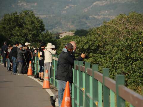 前往社子島濕地的堤頂步道 利用塵遠鏡找尋這些可愛的濕地訪客（圖片來源：臺北市政府工務局水利工程處）