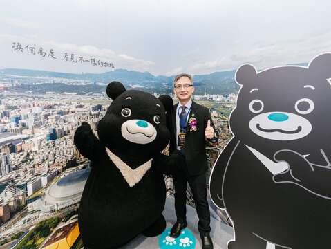 臺北館「台北 101 互動體驗區」俯瞰臺北的震撼視角，是展區熱門打卡點（圖片來源：臺北市政府觀光傳播局）