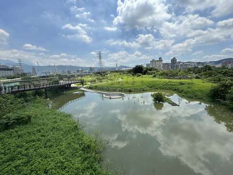 宛如天空之境的雙溪溼地公園生態池。(圖片來源:臺北市政府工務局公園路燈工程管理處)