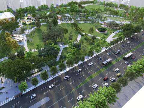 榮星花園公園改造後街景示意圖（圖片來源：臺北市政府工務局公園路燈工程管理處）