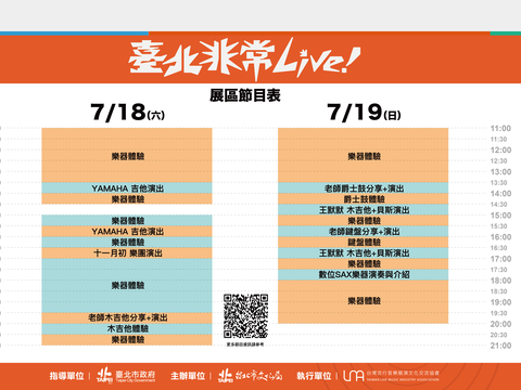 展區節目表(圖片來源:臺北市政府文化局)