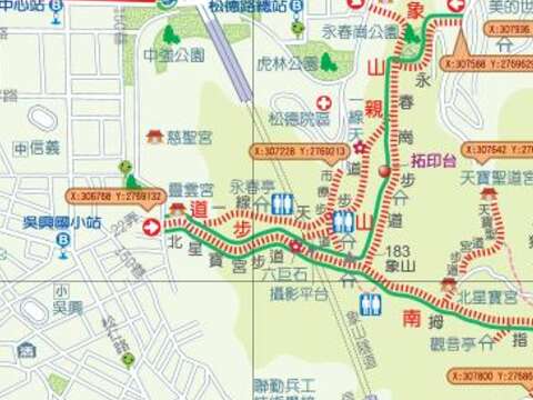 象山親山步道路線圖。