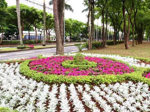 粉色及白色以同心圓的造型層層疊疊像極了奶油蛋糕