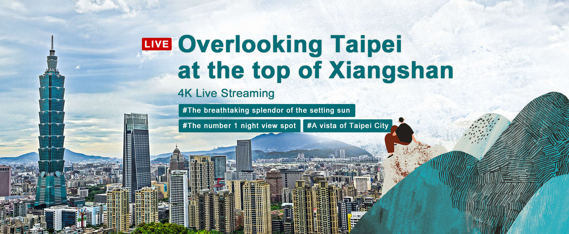 Overlooking Taipei at the top of Xiangshan - 4K Live Streaming