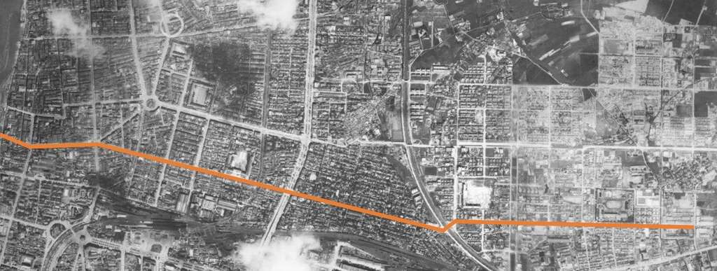 1956年航测图上长安东、西路已辟建延伸至中山女高附近。