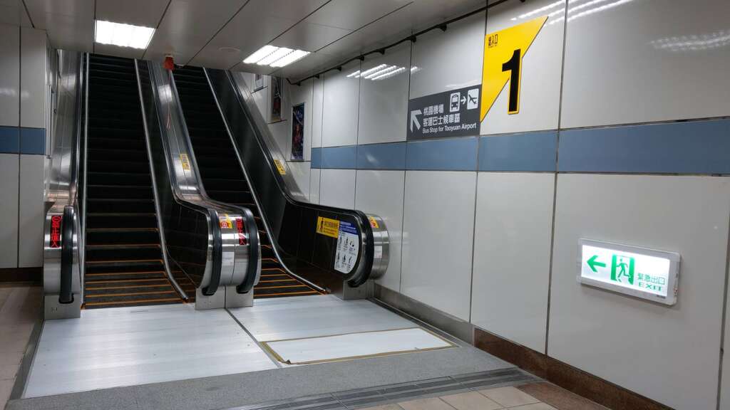 The new escalator installed at Exit 1 of MRT Zhongxiao Fuxing Station