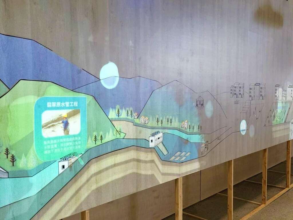 2022台北城市博览会现场展区-「台北与水」光雕互动墙(图片来源：台北自来水事业处)