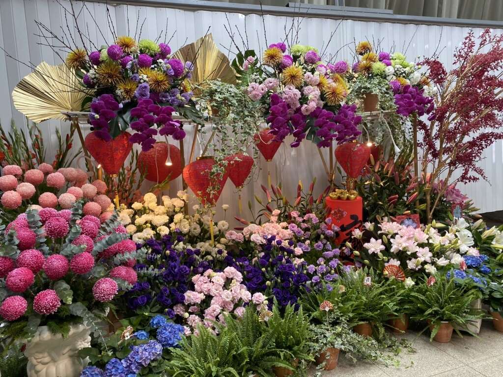 现场展示应景春节花礼(图片来源：台北市市场处)