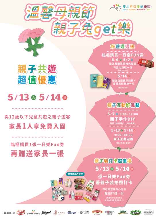 兒童新樂園於5月13日及5月14日推出系列母親節優惠活動