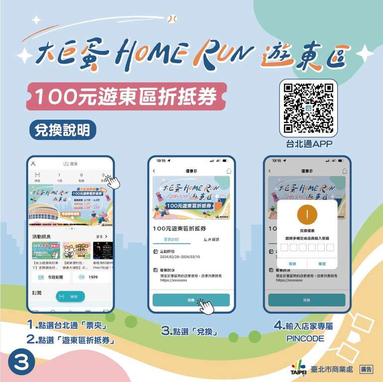 「遊東區折抵券」兌換說明(圖片來源：臺北市商業處)