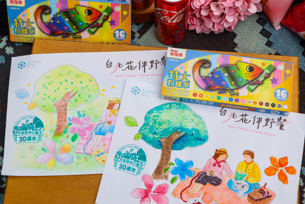 「閱親子」區打卡贈送粉蠟筆，數量有限送完為止（圖片來源：臺北市政府觀光傳播局）