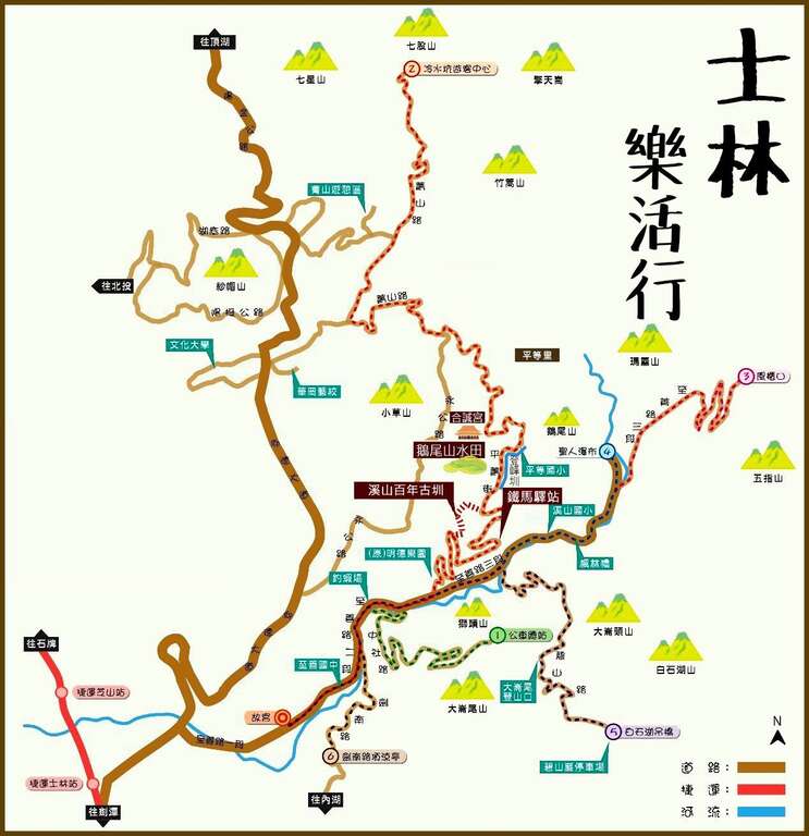 士林地区旅游导览路线图(图片来源：台北市政府工务局大地工程处)