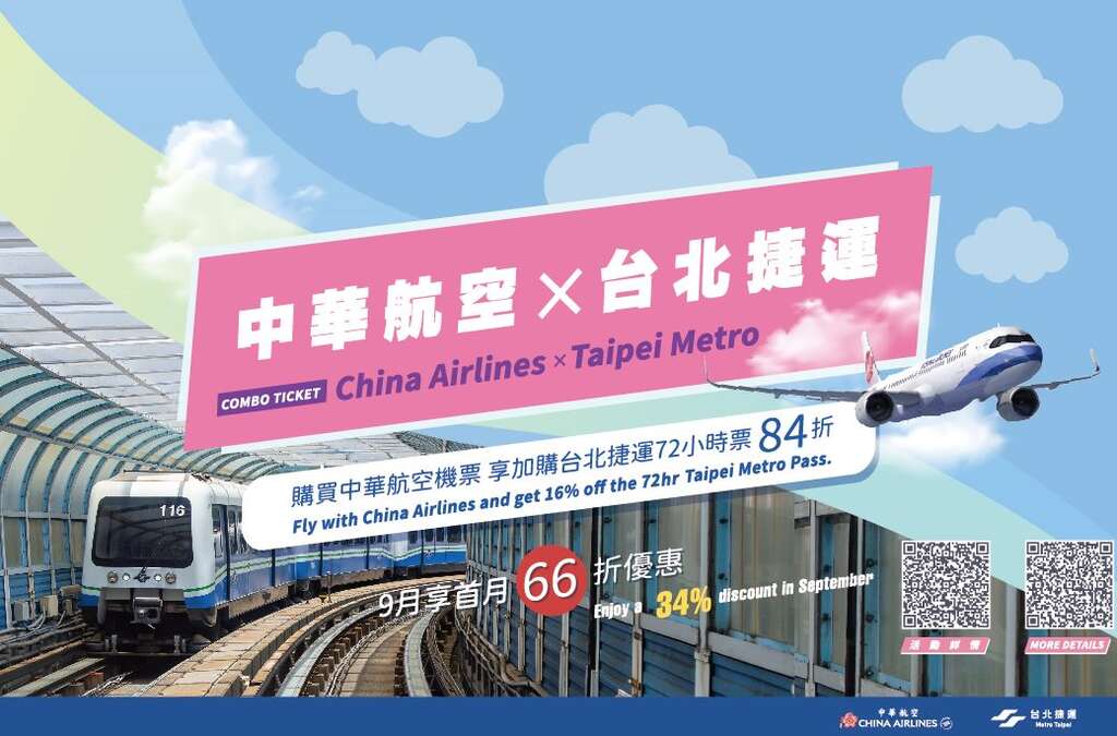 「台北捷運x中華航空 捷運航空聯票」(圖片來源：臺北大眾捷運股份有限公司)
