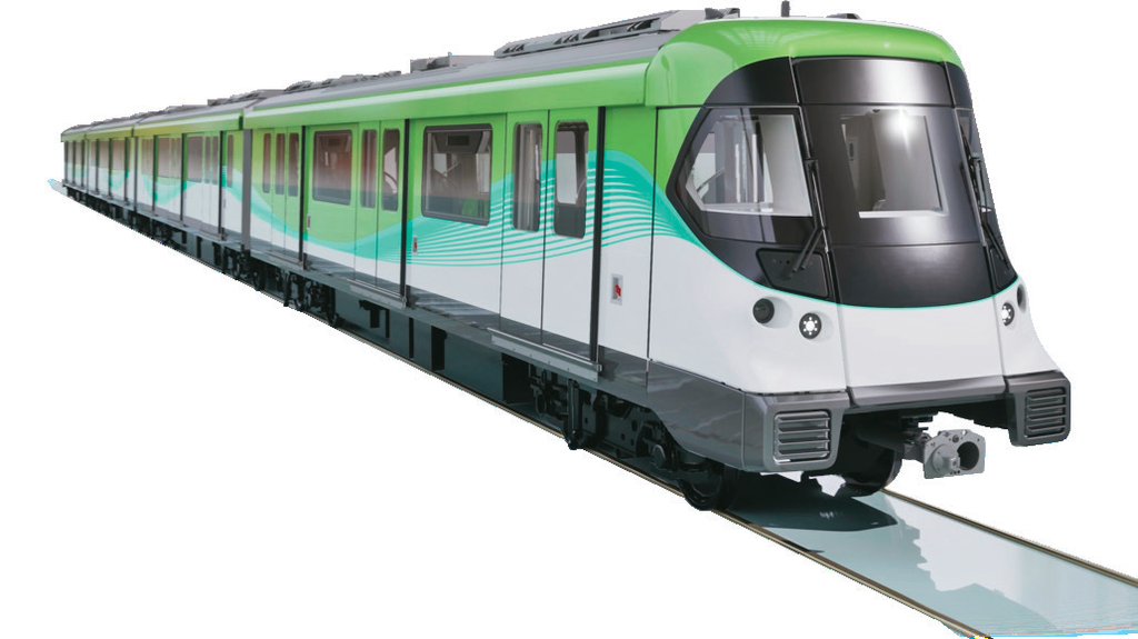 萬大線首列電聯車外觀融入新店溪與大漢溪的水紋意象。