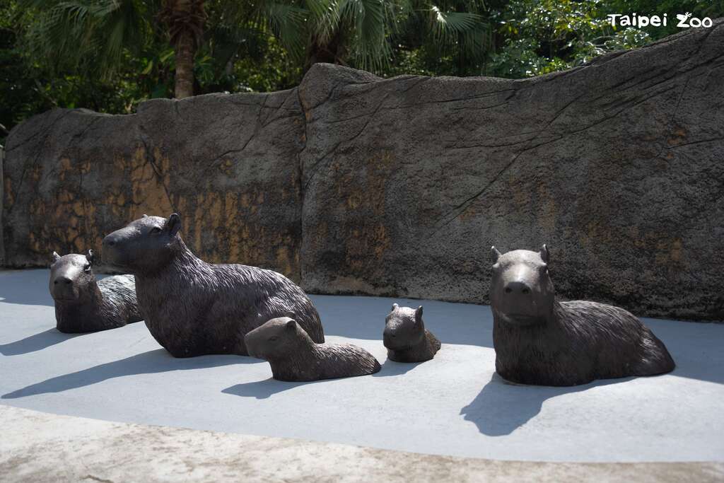 水豚親子雕塑是民眾合照的熱門選擇。(圖片來源：臺北市立動物園)