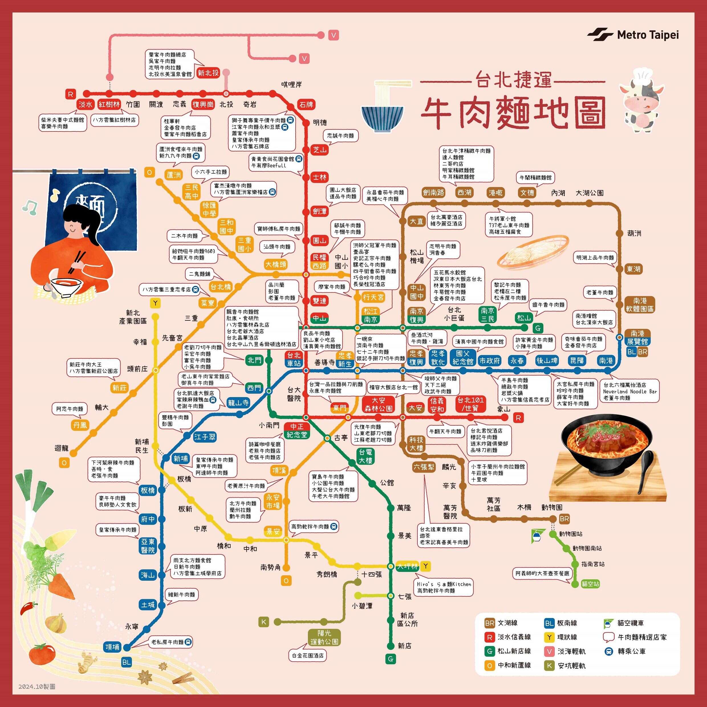 牛肉麵地圖(圖片來源：臺北大眾捷運股份有限公司)