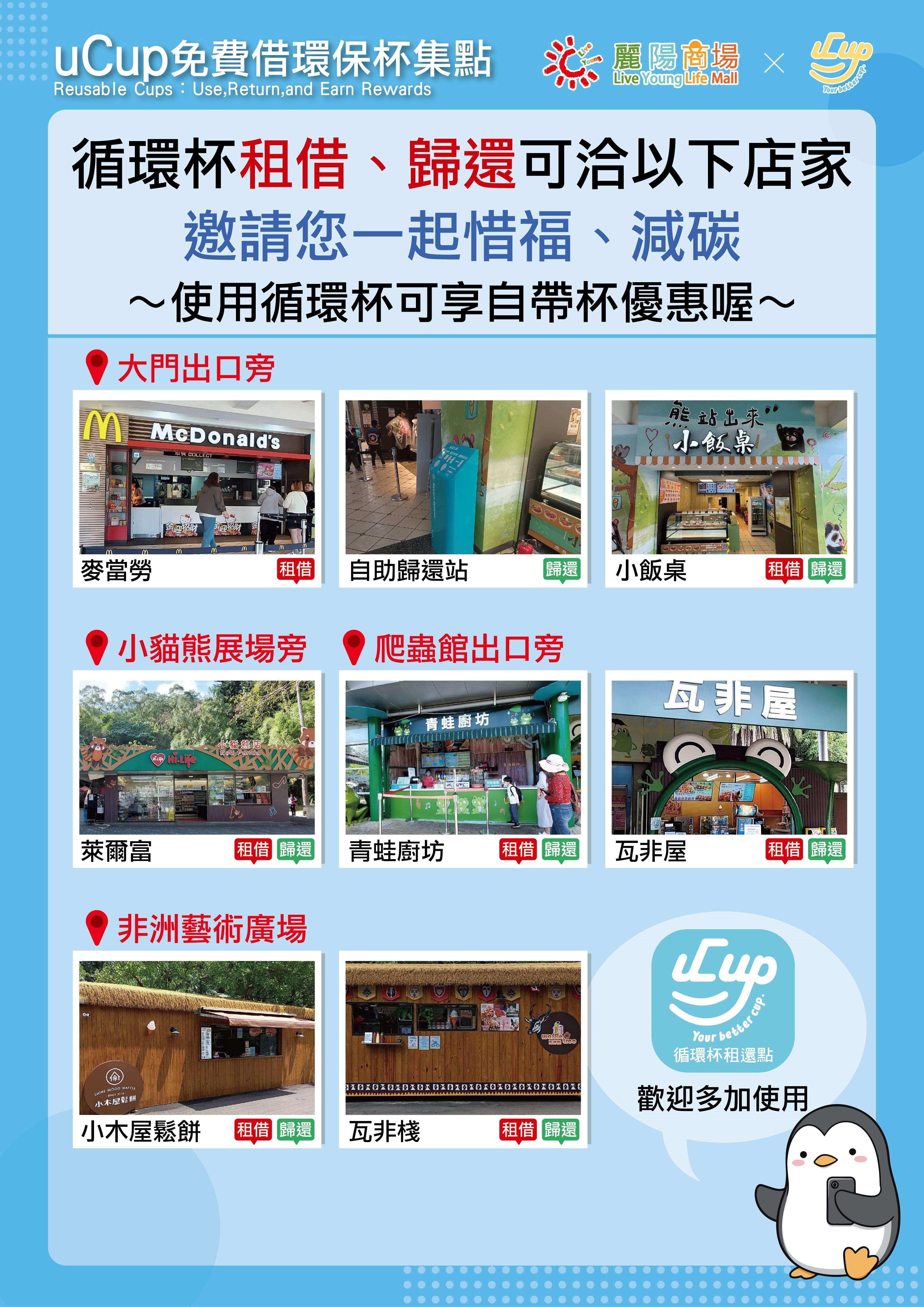 動物園內也推出循環杯借用服務，邀請遊客一起參與(圖片來源：臺北市立動物園)