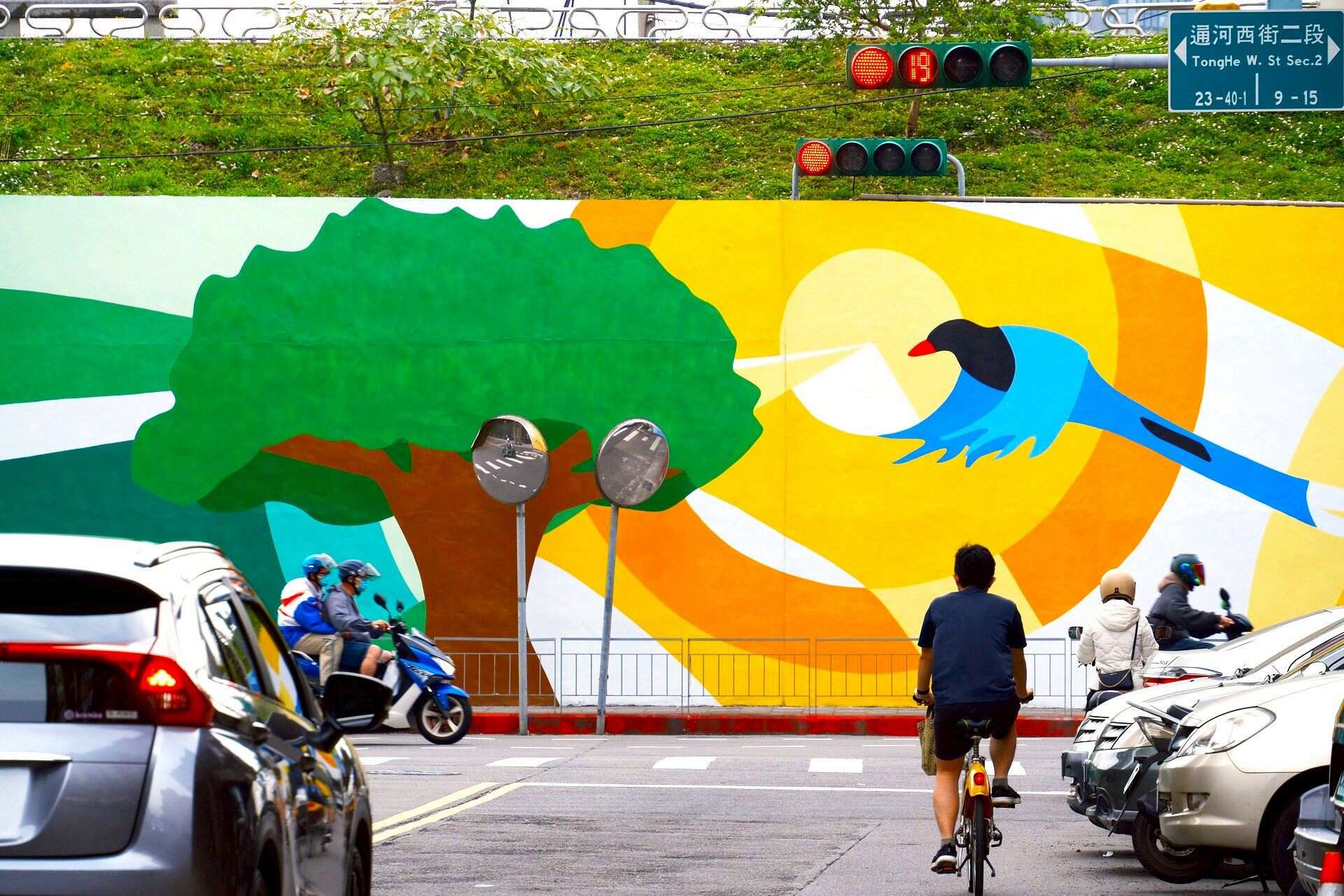 這回換社子越堤坡道變身藝術畫布(圖片來源：臺北市政府工務局水利工程處)