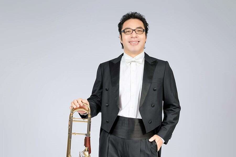 慕禮:協奏曲,為長笛、長號、大提琴及打擊樂而作,亞洲首演長號演奏家李賢哲（圖片來源：臺北市立交響樂團）